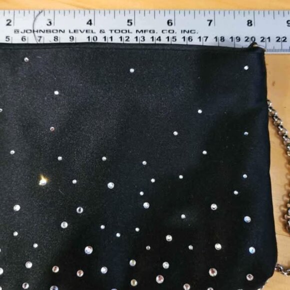Black and Rhinestone Jeanne Lottie Evening Bag with Chain - Picture 4 of 4